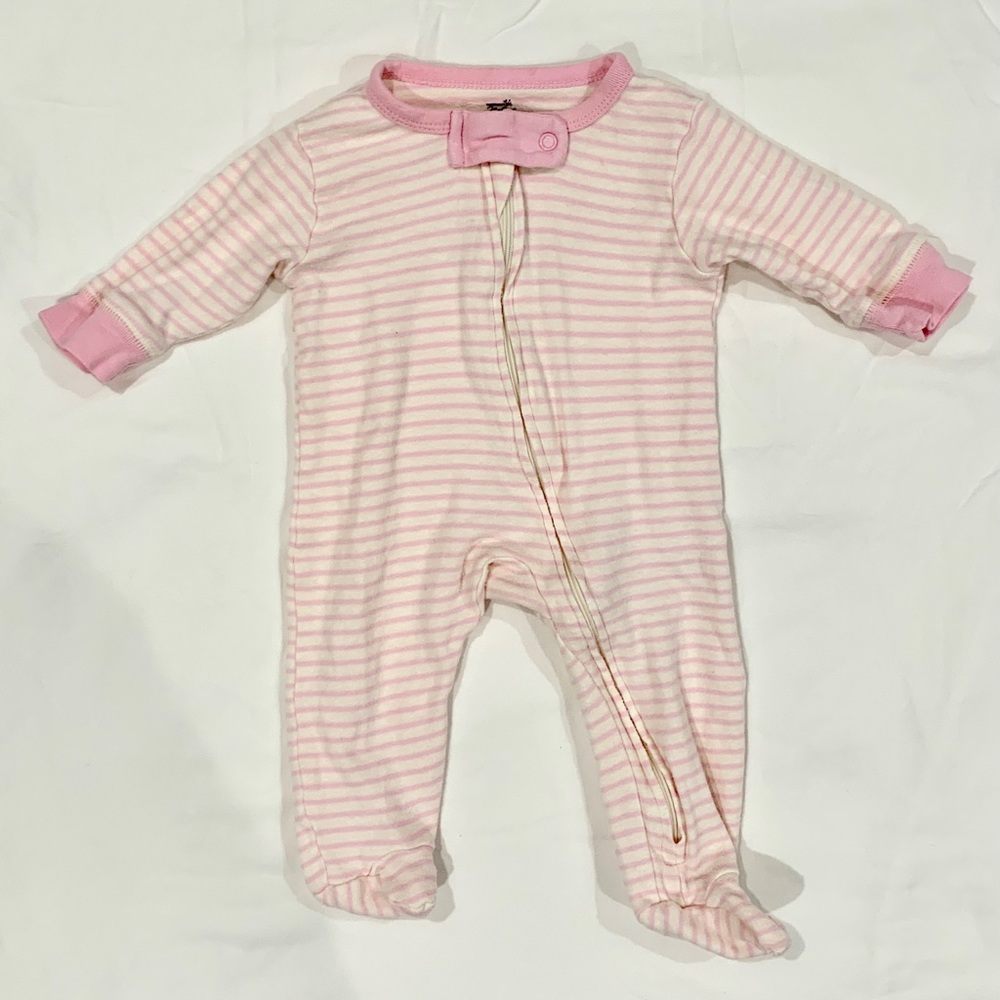 Baby Girl Footie Pajamas | Pink Stripe | 100% Organic Cotton | Touched By Nature